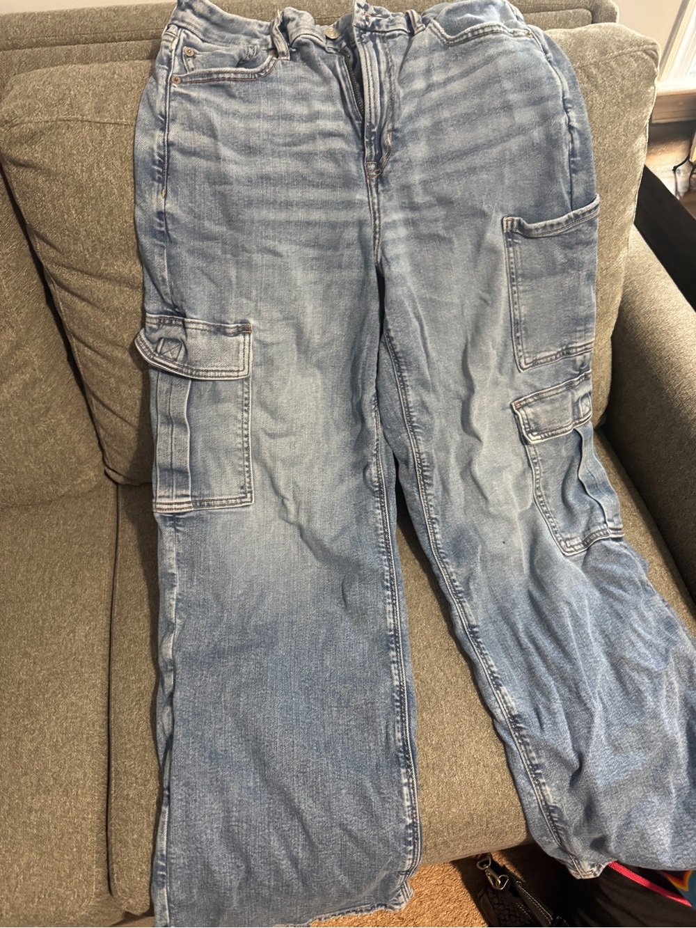 Light Blue Men's Cargo Jeans - Classic Utility Style
